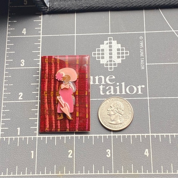 Vintage “Woman Pins” by Lucinda Lady in Pink with Parasol - Picture 8 of 8
